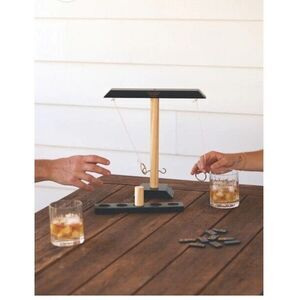 Premium Wooden Swing Ring Hook Game Set Indoor/Outdoor Fun Adults Drinking Game